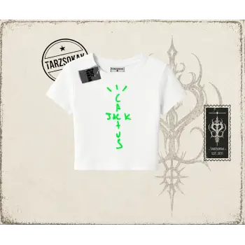 Unisex Cactus Jack Air Kadın Baby Tee Beyaz