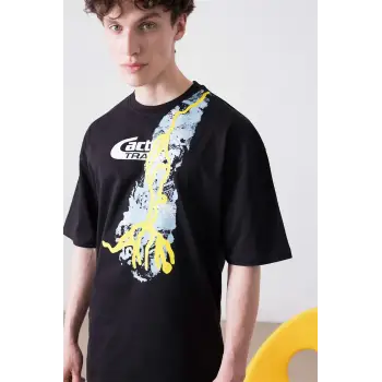 Unisex Cactus Trails Siyah Tshirt