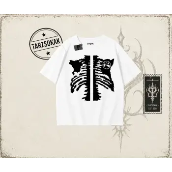 Unisex Cage Y2k Oversize Unisex Tişört Beyaz