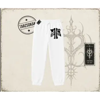 Unisex Cage Y2k Unisex Jogger Eşofman Altı Beyaz