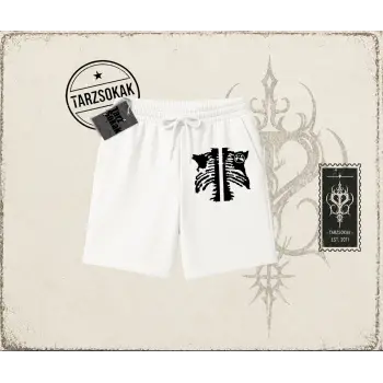 Unisex Cage Y2k Unisex Şort Beyaz