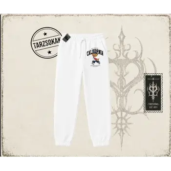 Unisex California Bear Unisex Jogger Eşofman Altı Beyaz