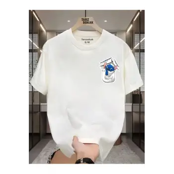 UNİSEX Canavar Minimalis Baskı T-shirt