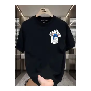 UNİSEX Canavar Minimalis Baskı T-shirt