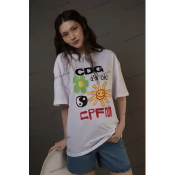 Unisex Cdg Im Ok! Cpfm Beyaz Tshirt