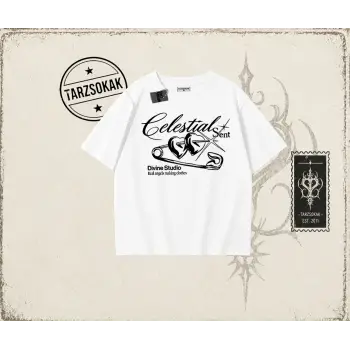 Unisex Celestial Sent Oversize Unisex Tişört Beyaz