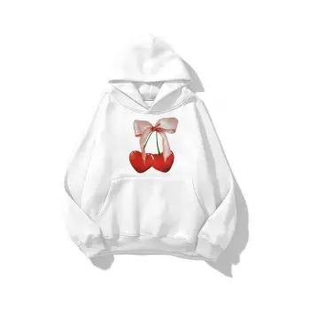 Unisex Cherry Ribbon Sweatshirt Beyaz