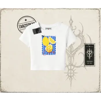Unisex Citrus Kadın Baby Tee Beyaz