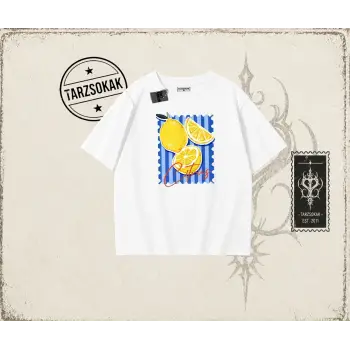 Unisex Citrus Oversize Unisex Tişört Beyaz