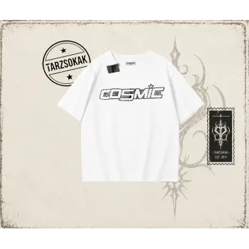 Unisex Cosmic Oversize Unisex Tişört Beyaz