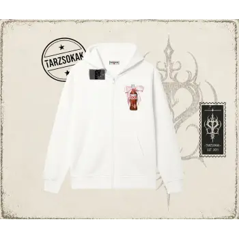 Unisex Diet Cool Oversize Unisex Hırka & Çeket Fermuarlı Sweatshirt Beyaz