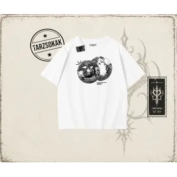 Unisex Discoball Oversize Unisex Tişört Beyaz