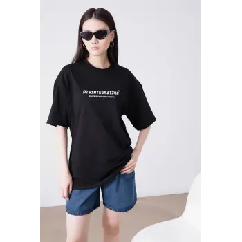 Unisex Disintegration Siyah Tshirt