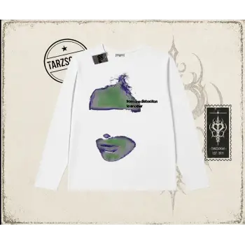 Unisex Distraction Biskilet Yaka  Long Sleeve Beyaz