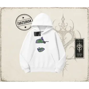 Unisex Distraction Oversize Unisex Kapşonlu Sweatshirt Beyaz