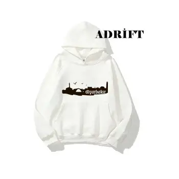 Unisex Diyarbakır Sweatshirt Hoodie Kapşonlu Beyaz
