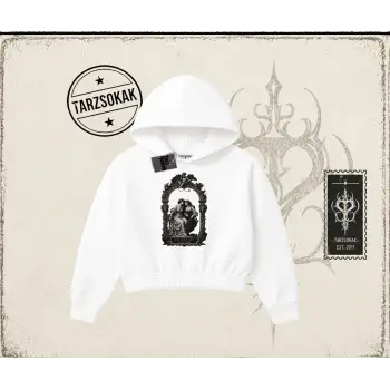 Unisex Do not be Afraid Kadın Crop Kapşonlu Sweatshirt Beyaz