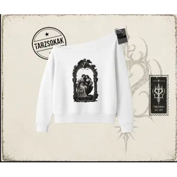 Unisex Do not be Afraid Kadın Kayık Yaka Sweatshirt Beyaz