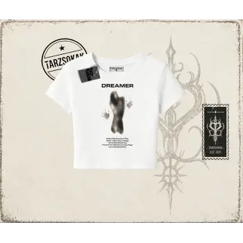 Unisex Dreamer Kadın Baby Tee Beyaz