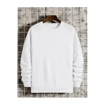 Unisex Düz Siyah 0 Yaka Kapşonsuz Baskısız Oversize Sweatshirt