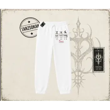 Unisex Eat More Chickin Unisex Jogger Eşofman Altı Beyaz