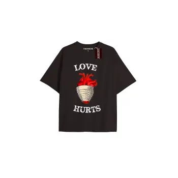 Unisex Erkek/kadın Kalp Kaburga T-shirt Siyah Kod 48