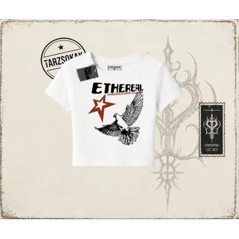 Unisex Ethereal Kadın Baby Tee Beyaz
