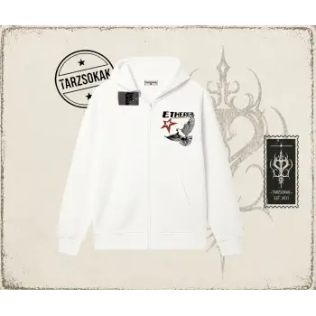 Unisex Ethereal Oversize Unisex Hırka & Çeket Fermuarlı Sweatshirt Beyaz