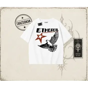 Unisex Ethereal Oversize Unisex Tişört Beyaz