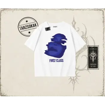 Unisex First Class Oversize Unisex Tişört Beyaz