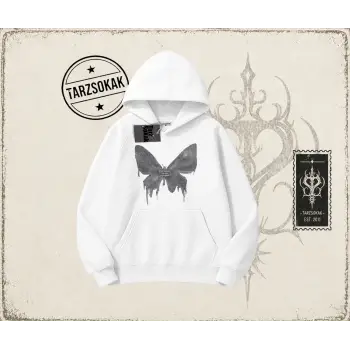 Unisex Fly Zone Oversize Unisex Kapşonlu Sweatshirt Beyaz
