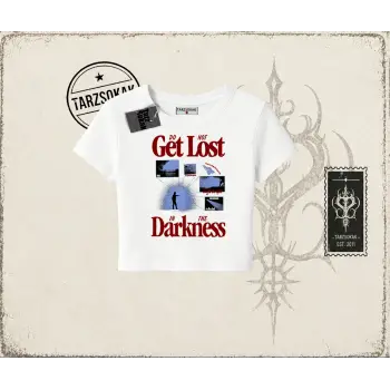Unisex Get Lost Kadın Baby Tee Beyaz