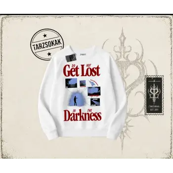 Unisex Get Lost Oversize Unisex Bisiklet Yaka Sweatshirt Beyaz