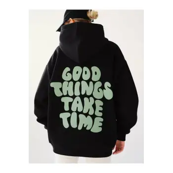 Unisex Good Things Take Time Sweatshirt Siyah