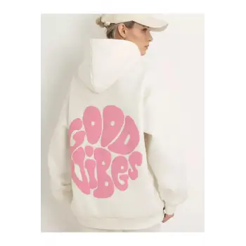 Unisex Good Vibes Sweatshirt Beyaz