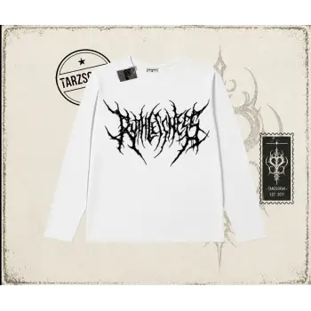 Unisex Gothic Ruthless Biskilet Yaka  Long Sleeve Beyaz