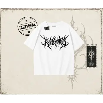 Unisex Gothic Ruthless Oversize Unisex Tişört Beyaz