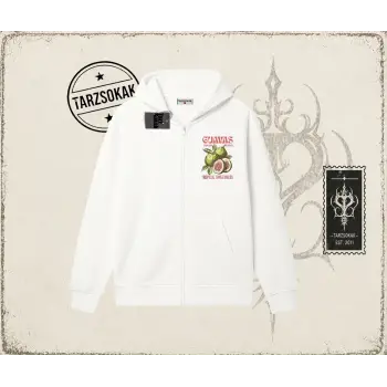 Unisex Guavas Oversize Unisex Hırka & Çeket Fermuarlı Sweatshirt Beyaz