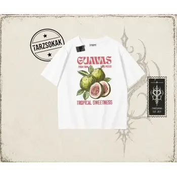 Unisex Guavas Oversize Unisex Tişört Beyaz