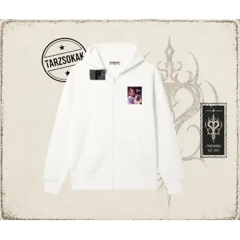 Unisex Hannah Montana Oversize Unisex Hırka & Çeket Fermuarlı Sweatshirt Beyaz