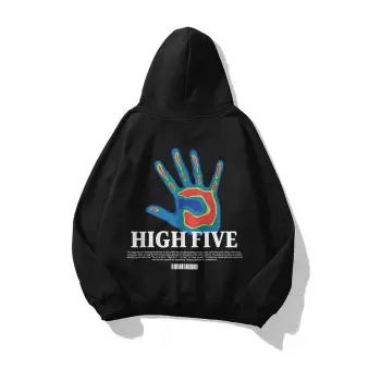Unisex High Five Sweatshirt Hoodie Siyah