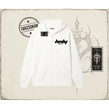 Unisex Holy Spirit Oversize Unisex Hırka & Çeket Fermuarlı Sweatshirt Beyaz
