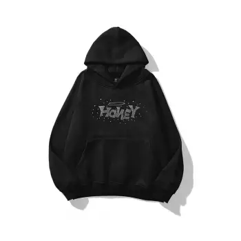 Unisex Honey Taş Baskılı Sweatshirt Siyah