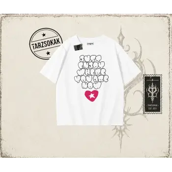 Unisex Just Enjoy Oversize Unisex Tişört Beyaz