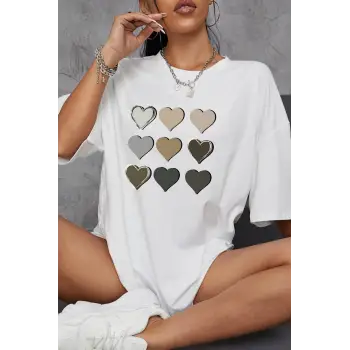 Unisex Kalp Baskılı T-shirt