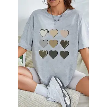 Unisex Kalp Baskılı T-shirt