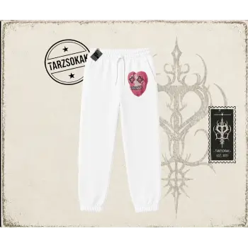 Unisex Kalp Unisex Jogger Eşofman Altı Beyaz