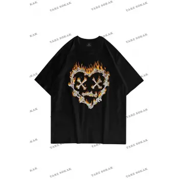 Unisex Kemik Kalp Siyah