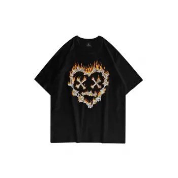 Unisex Kemik Kalp Siyah Tshirt