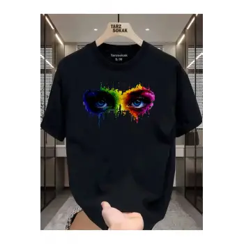 UNİSEX Kod 16 Eyelash Desen T-shirt